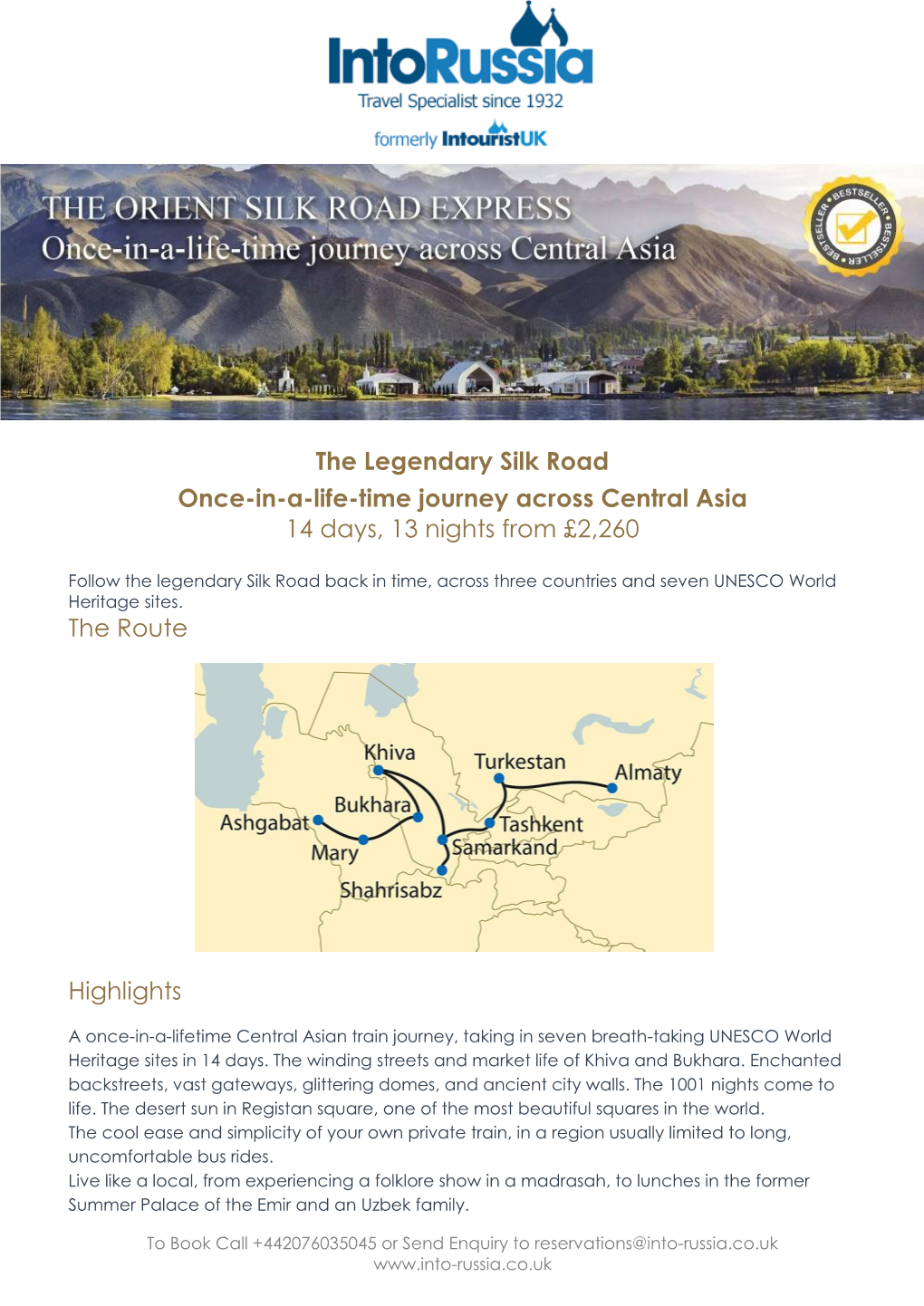 The Legendary Silk Road Once-In-A-Life-Time Journey Across Central Asia 14 Days, 13 Nights from £2,260