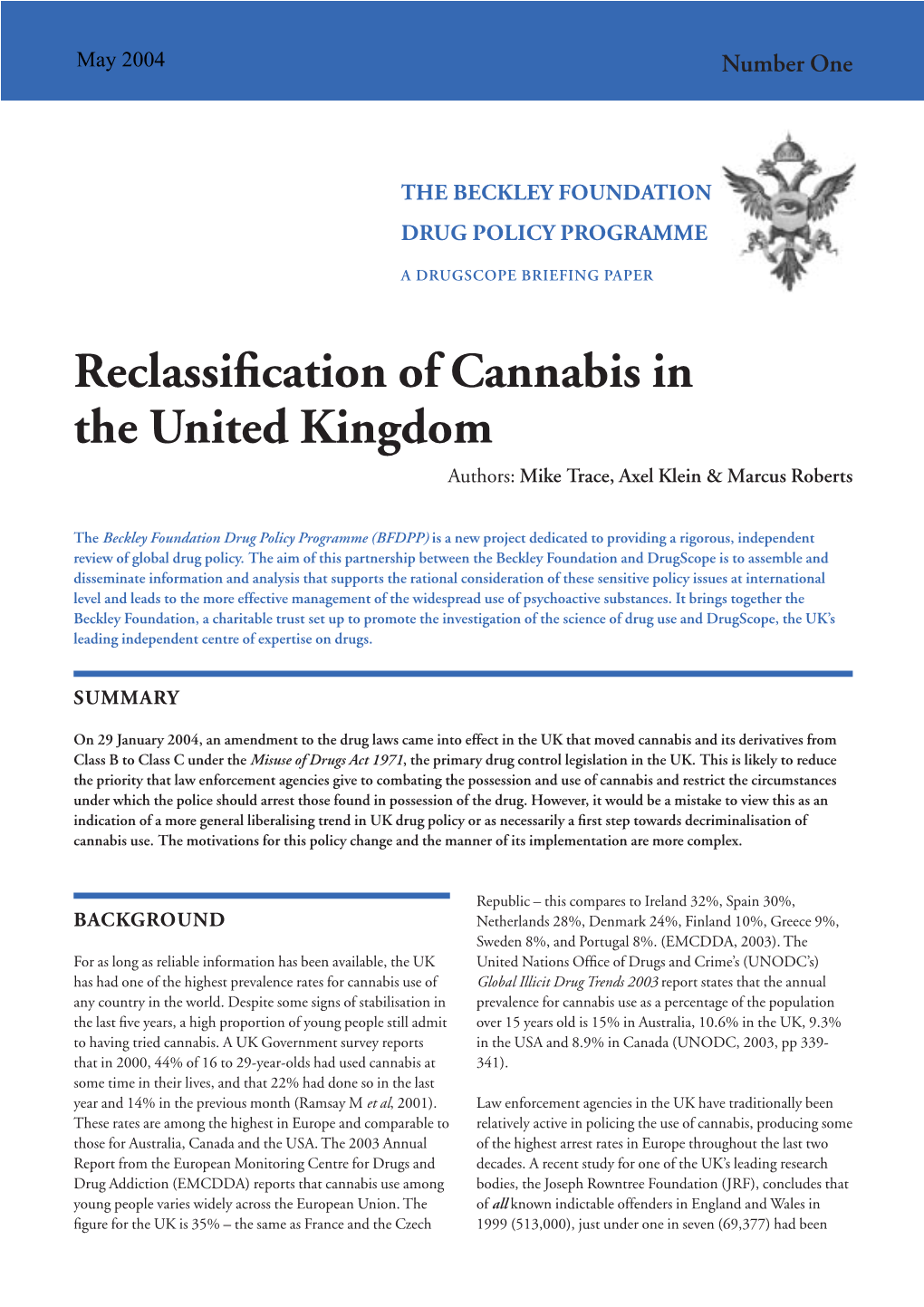 Reclassification of Cannabis in the United Kingdom