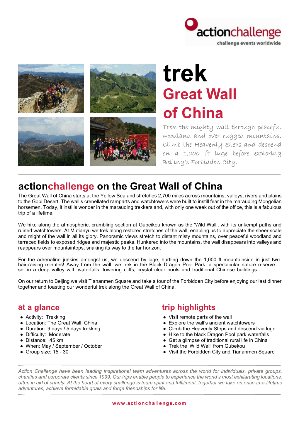 Great Wall of China Trek Brochure 17