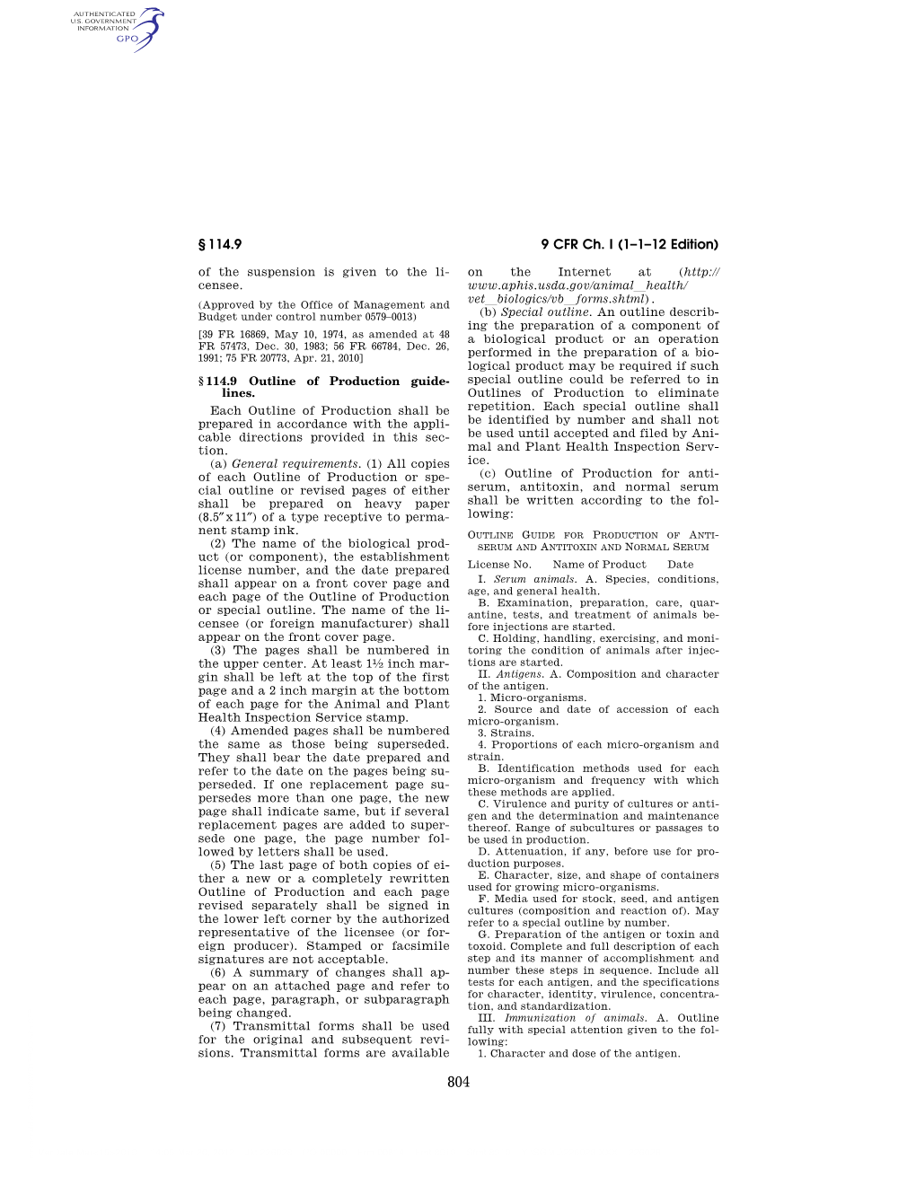 9 CFR Ch. I (1–1–12 Edition) § 114.9