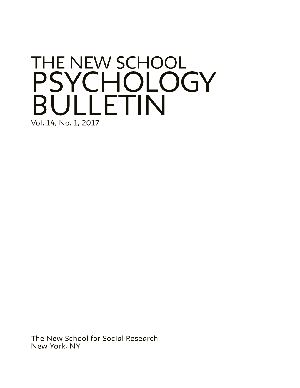 THE NEW SCHOOL PSYCHOLOGY BULLETIN Vol