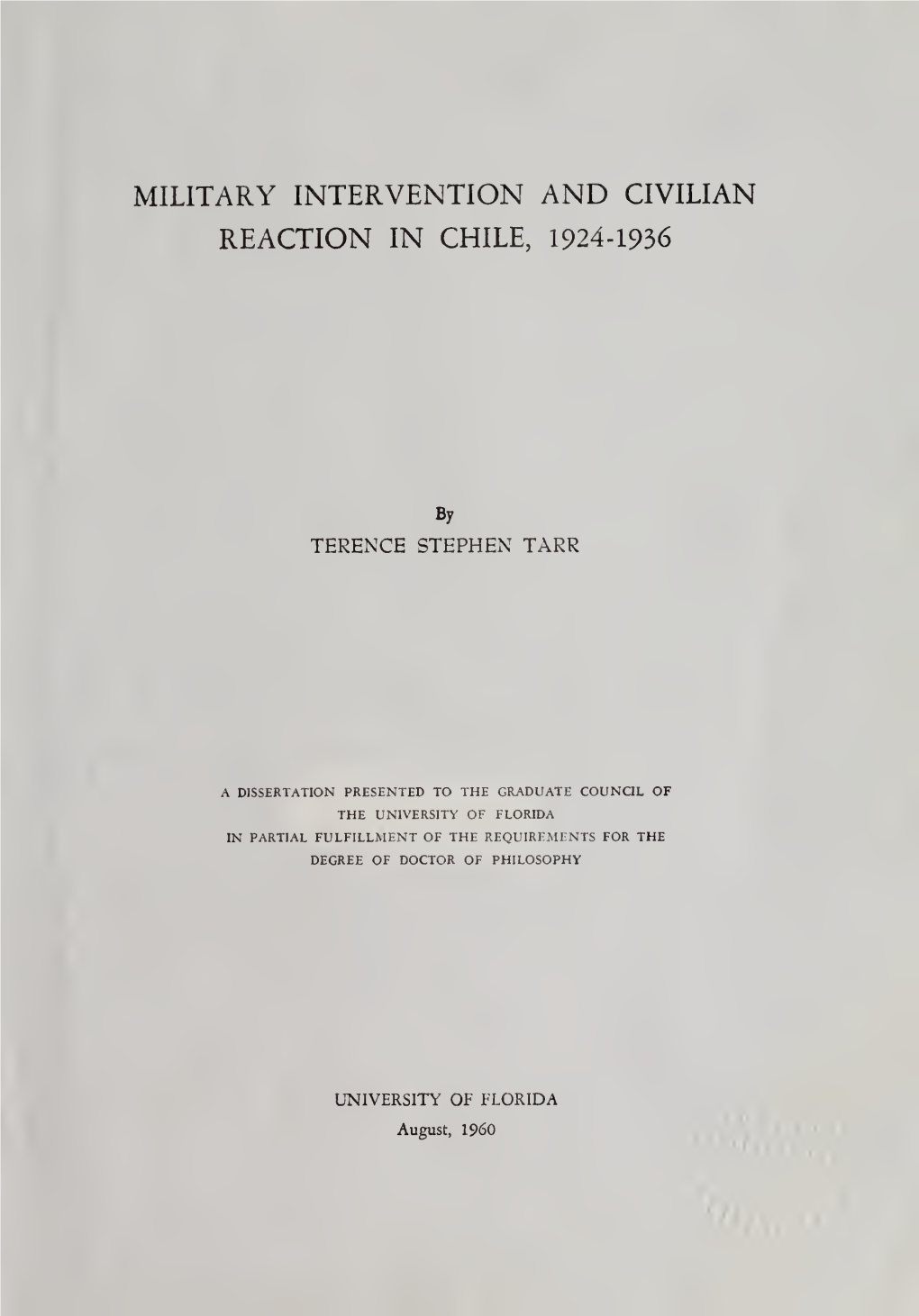 Military Intervention and Civilian Reaction in Chile, 1924-1936