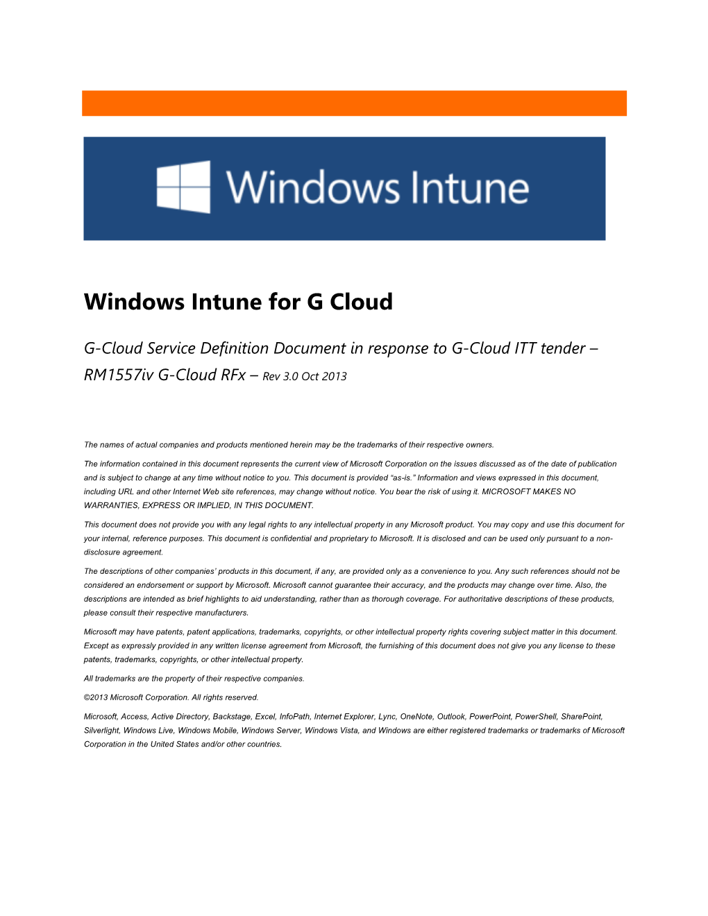 Windows Intune for G Cloud