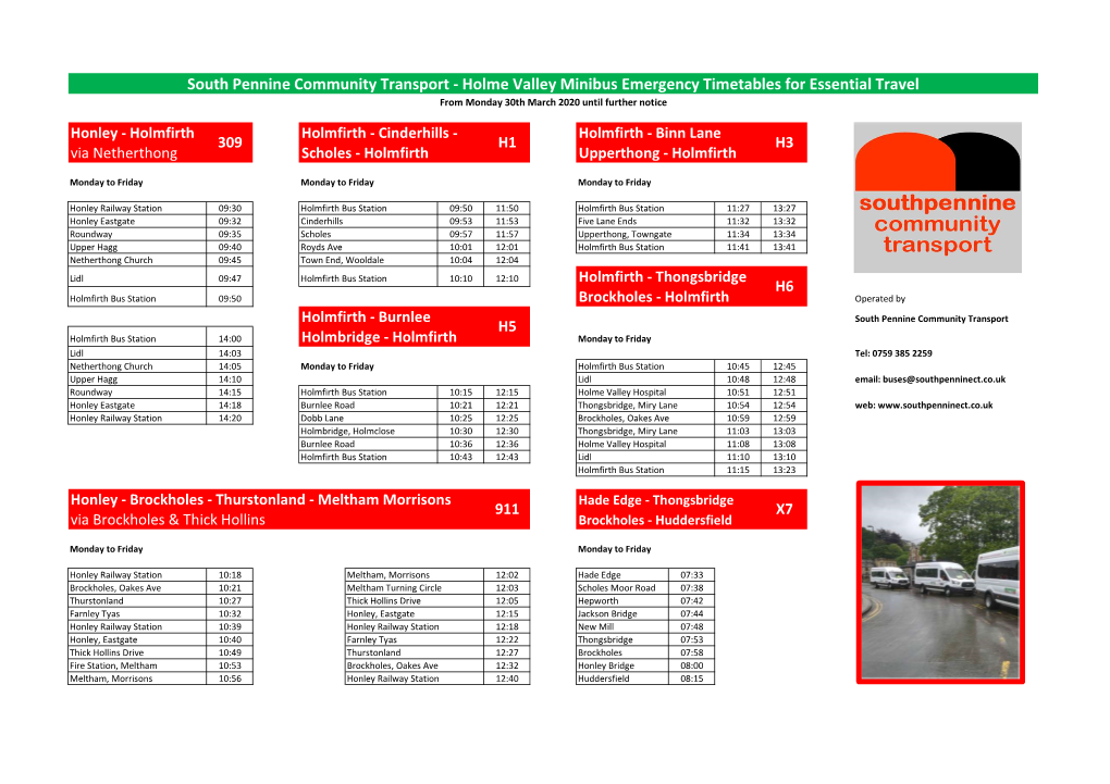 Emergency Timetables from Monday 30Th March 2020-1.Xlsx