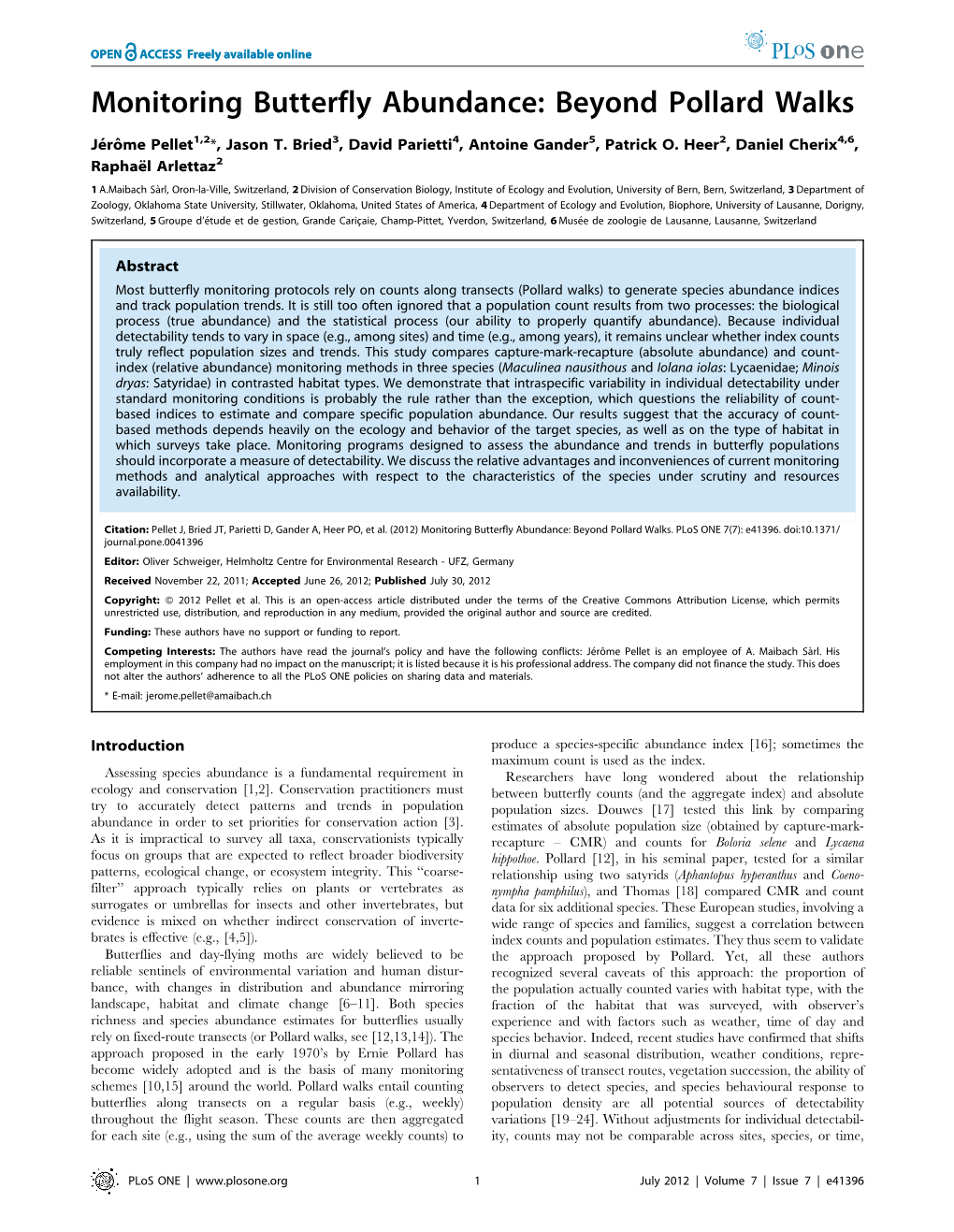 Monitoring Butterfly Abundance: Beyond Pollard Walks