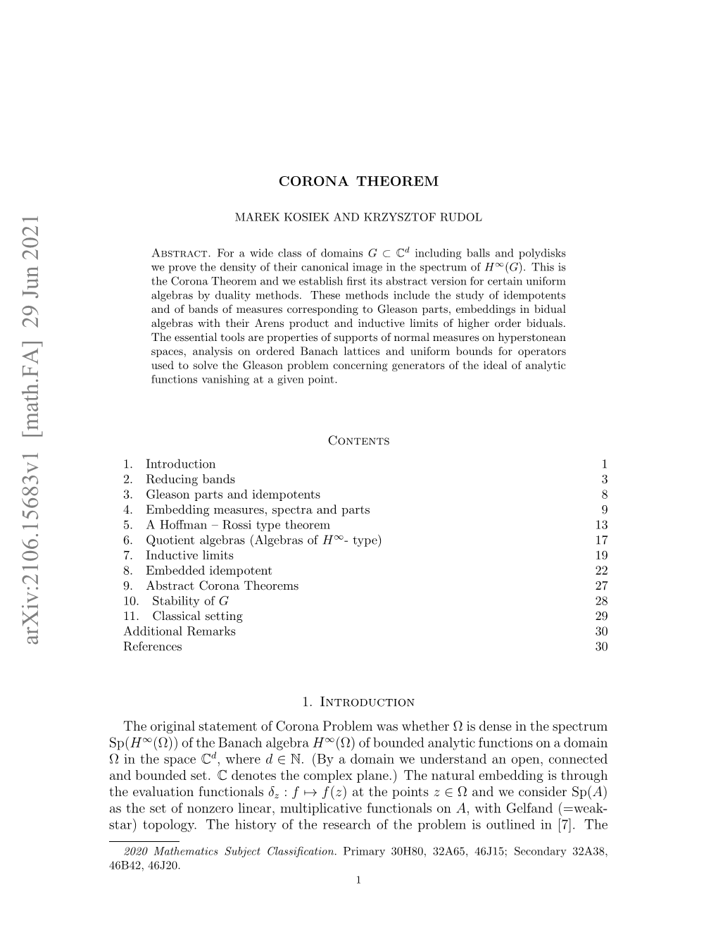 Corona Theorem