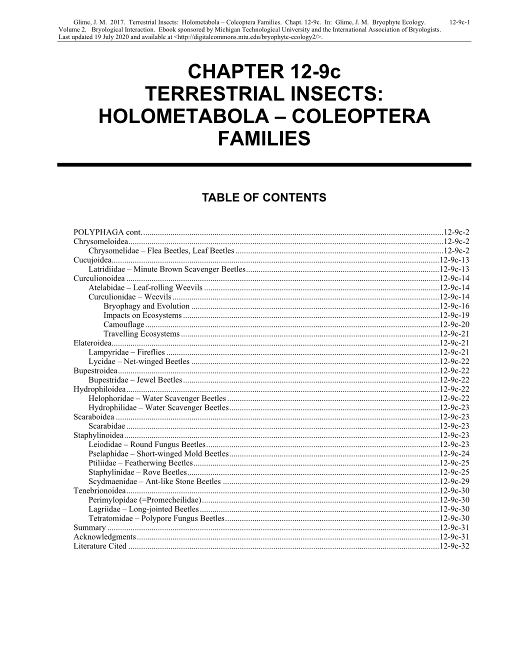 Volume 2, Chapter 12-9C: Terrestrial Insects: Holometabola-Coleoptera