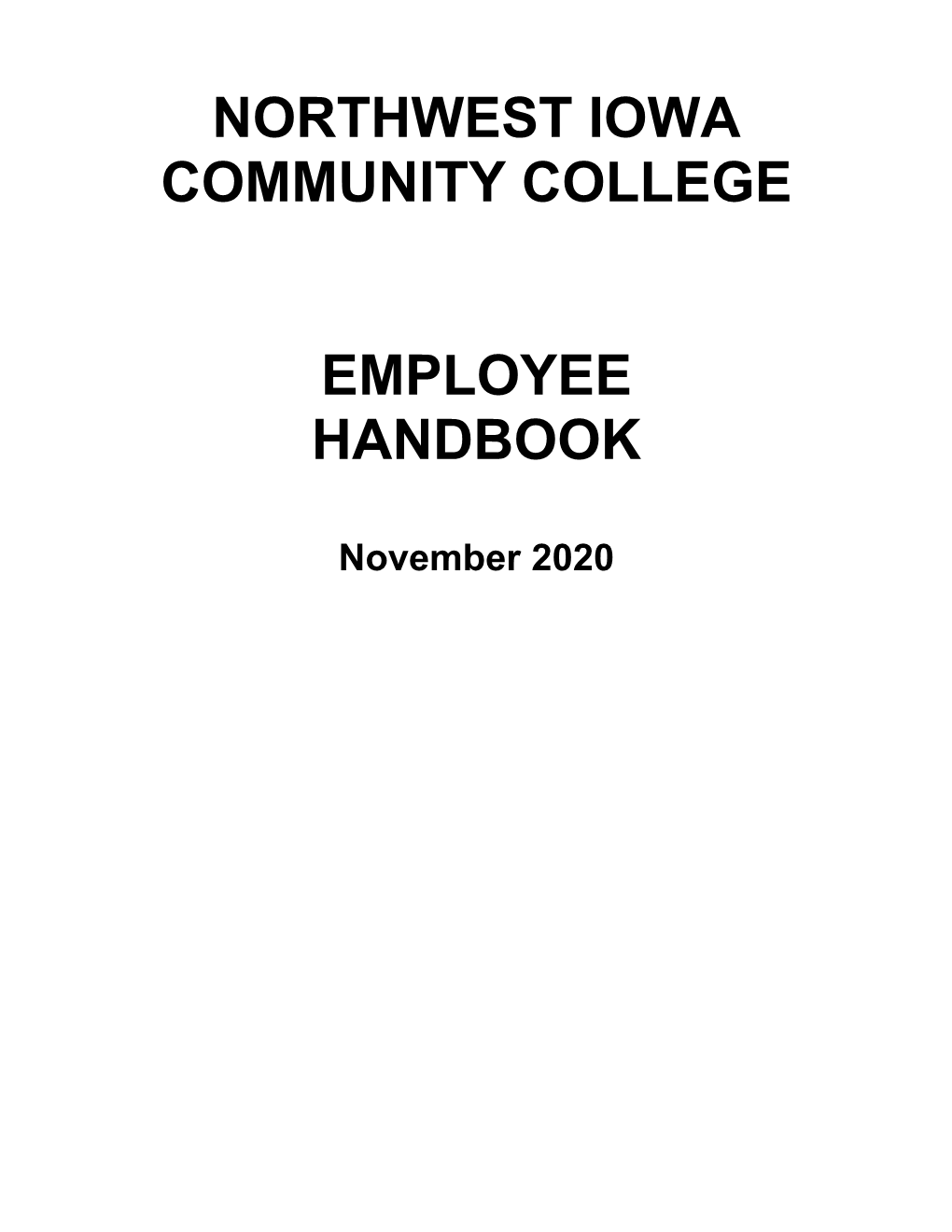 Northwest Iowa Community College Employee Handbook