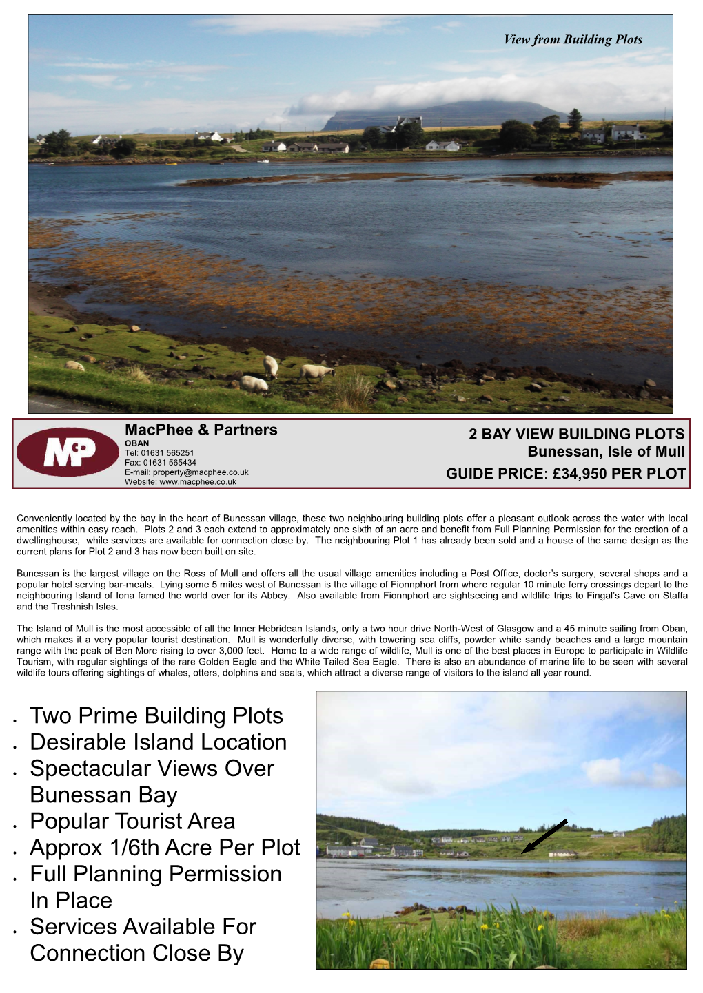 Two Prime Building Plots Desirable Island Location Spectacular Views