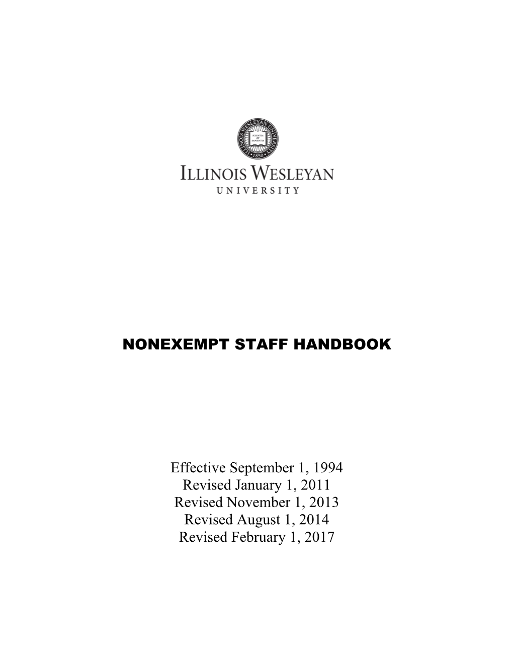 NONEXEMPT STAFF HANDBOOK Effective September 1, 1994