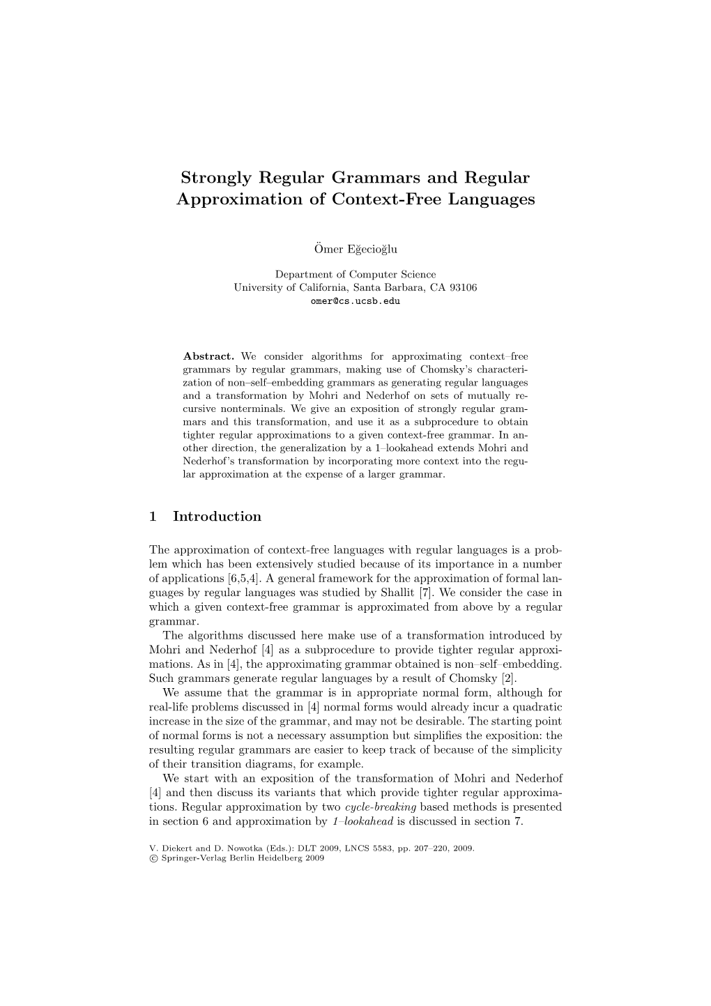 Strongly Regular Grammars and Regular Approximation of Context-Free Languages