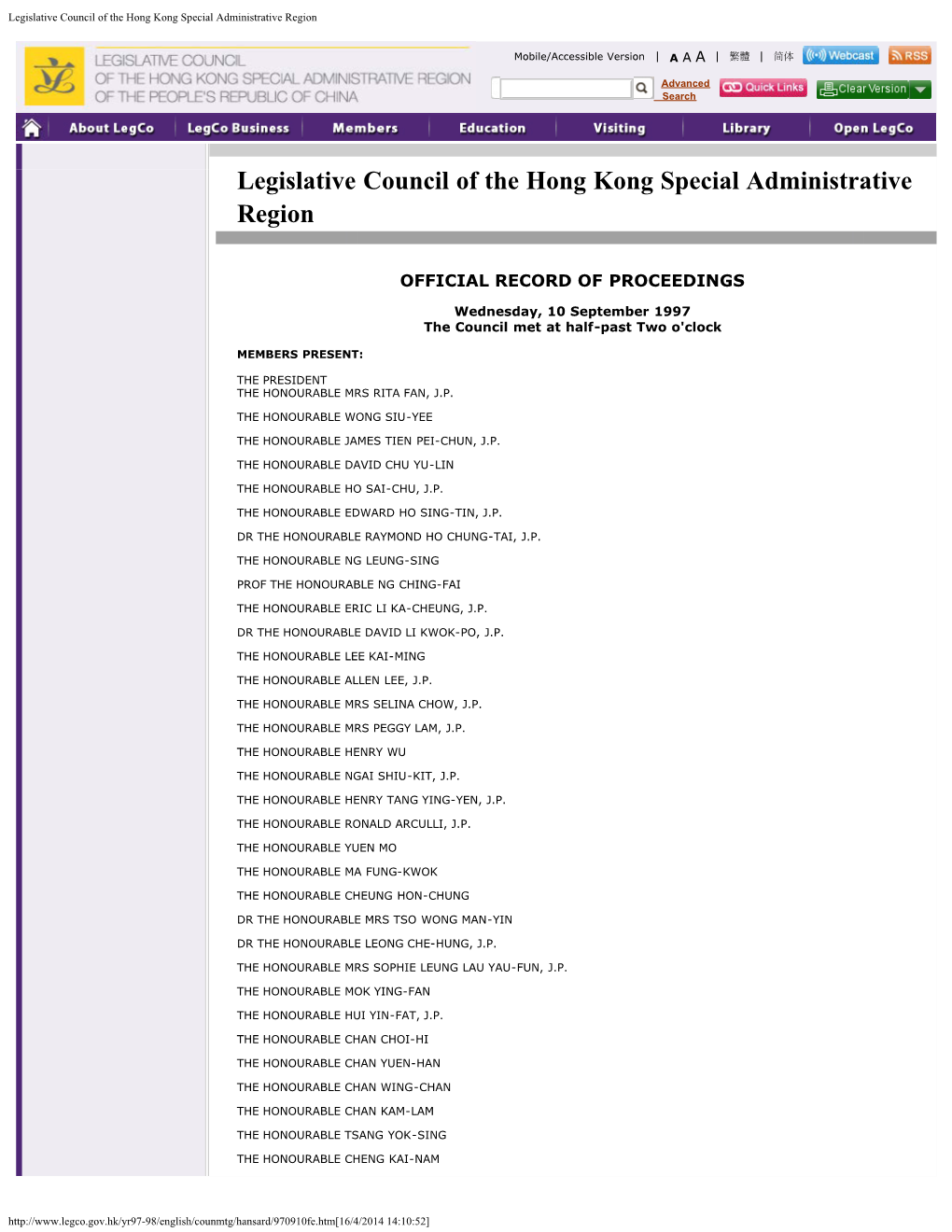 Legislative Council of the Hong Kong Special Administrative Region