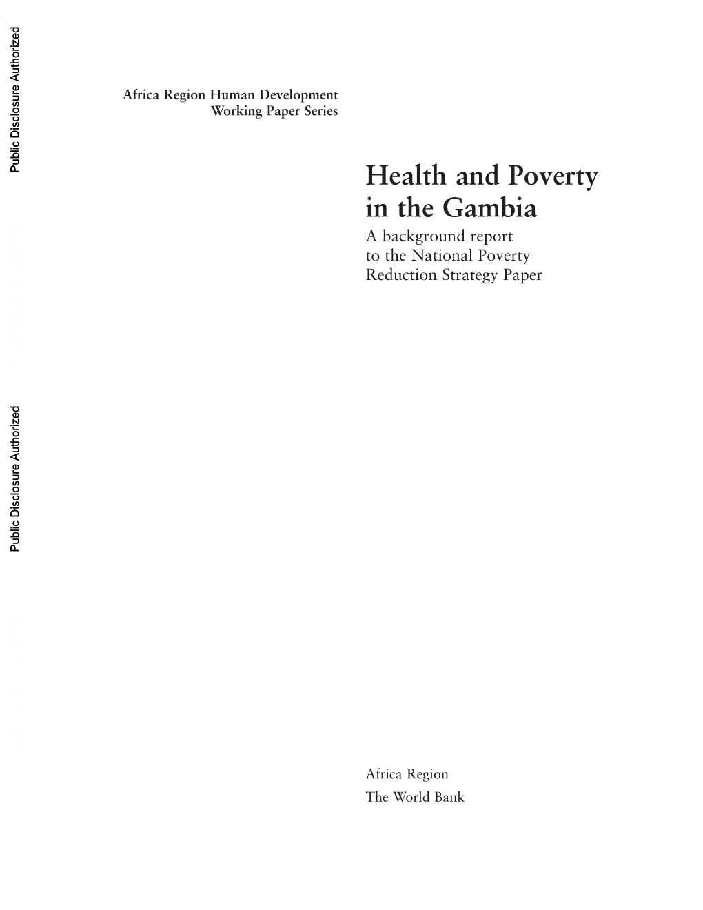 Health and Poverty in the Gambia