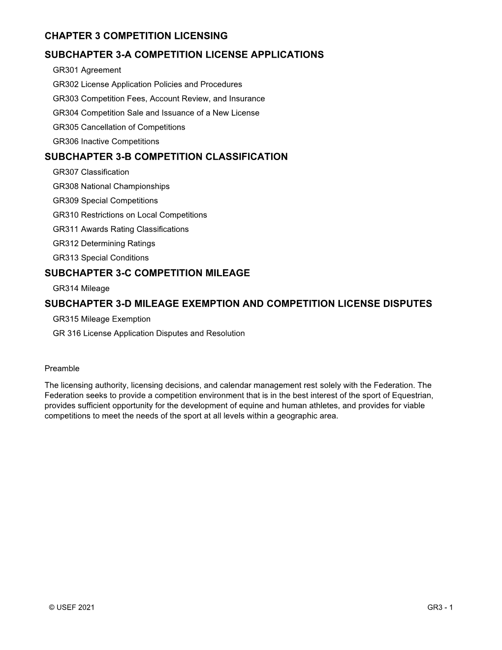 Chapter 3 Competition Licensing Subchapter 3-A Competition License Applications