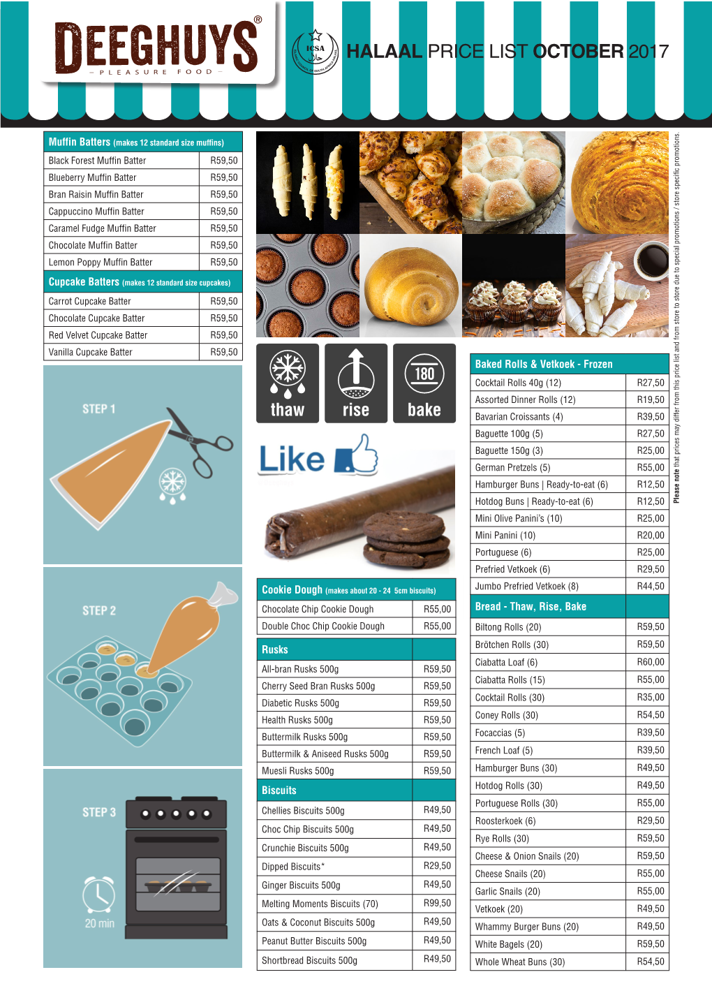 Halaal Price List October 2017