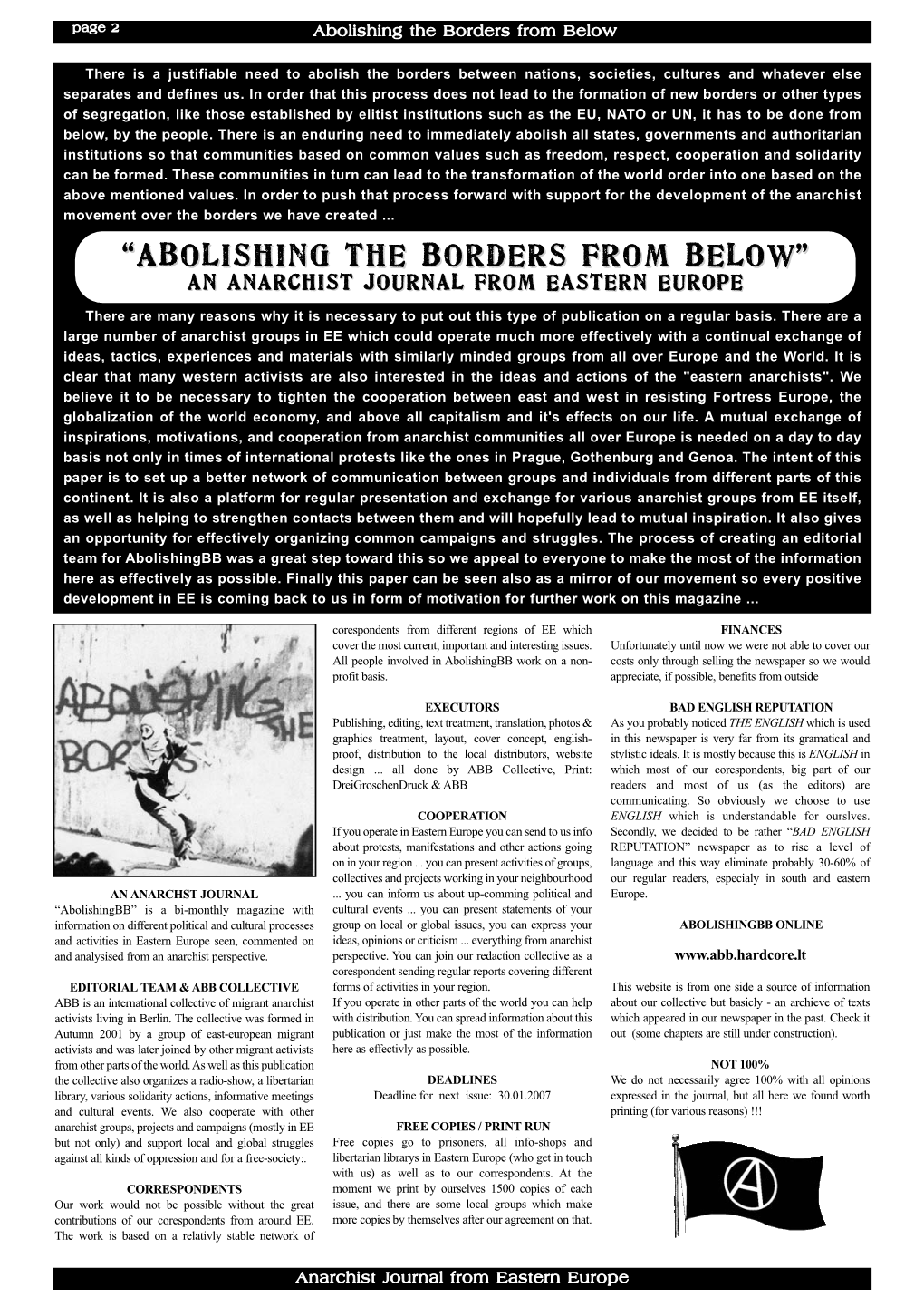“Abolishing the Borders from Below” an Anarchist Journal from Eastern Europe