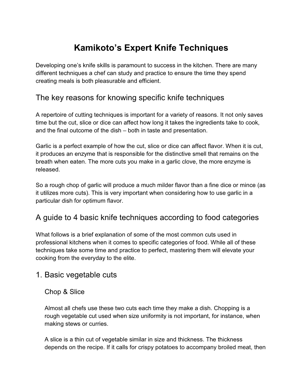 Kamikoto's Expert Knife Techniques