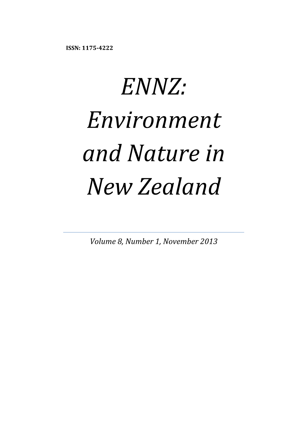 ENNZ: Environment and Nature in New Zealand