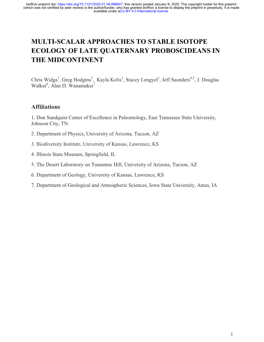 Multi-Scalar Approaches to Stable Isotope Ecology of Late Quaternary Proboscideans in the Midcontinent