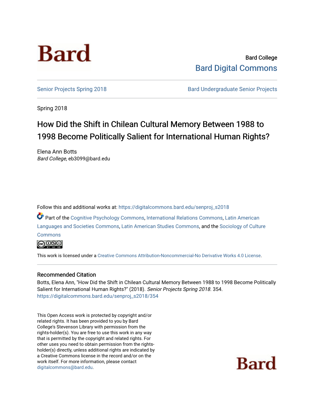 How Did the Shift in Chilean Cultural Memory Between 1988 to 1998 Become Politically Salient for International Human Rights?