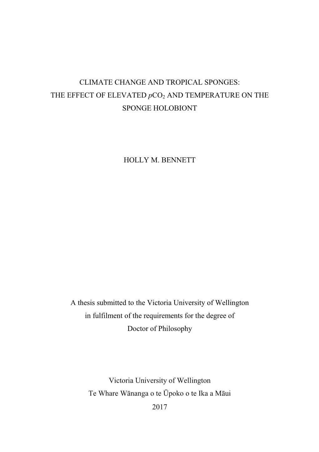 Climate Change and Tropical Sponges
