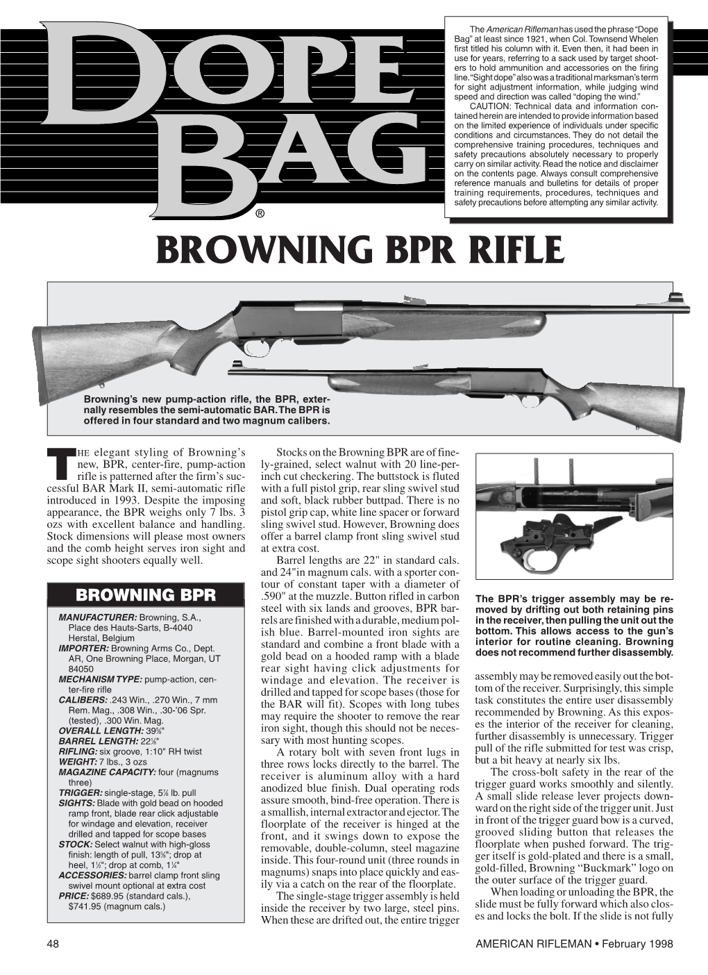 Download AR Dope Bag Feb. 1998: Browning BPR / FEG Mark II AP22 / Armalite AR-10)T