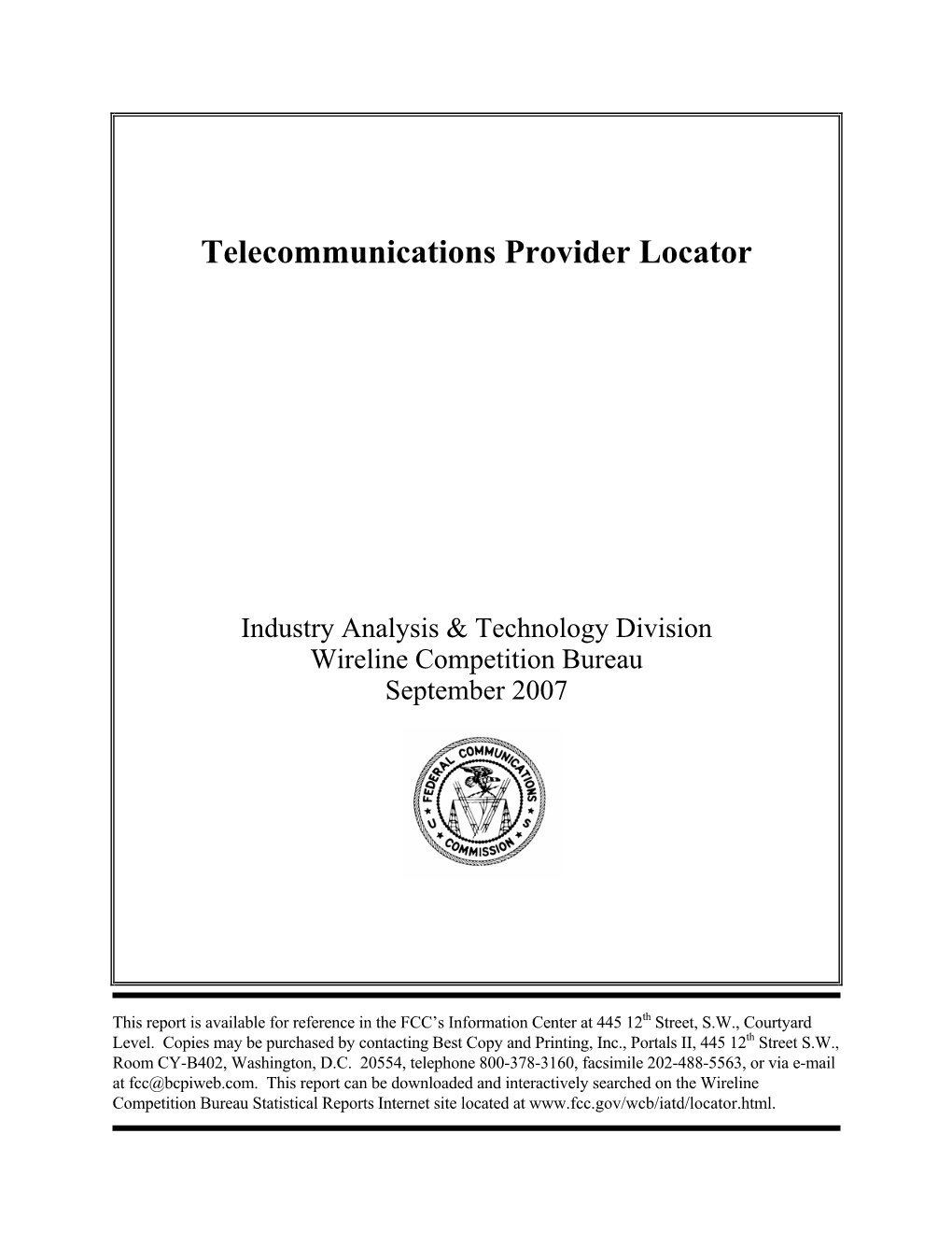 Telecommunications Provider Locator