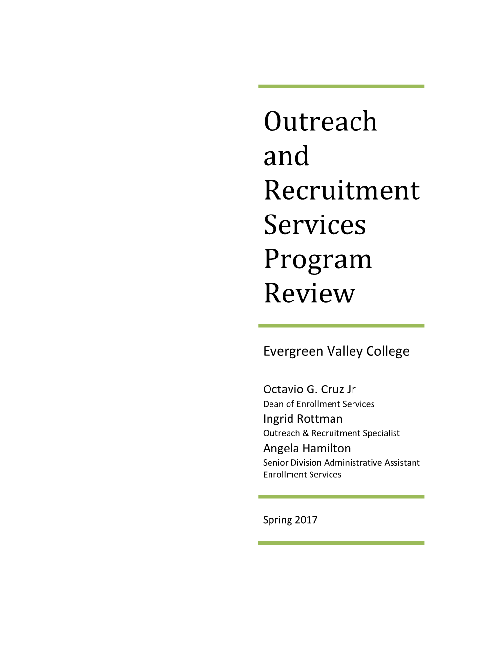 Outreach and Recruitment Services Program Review