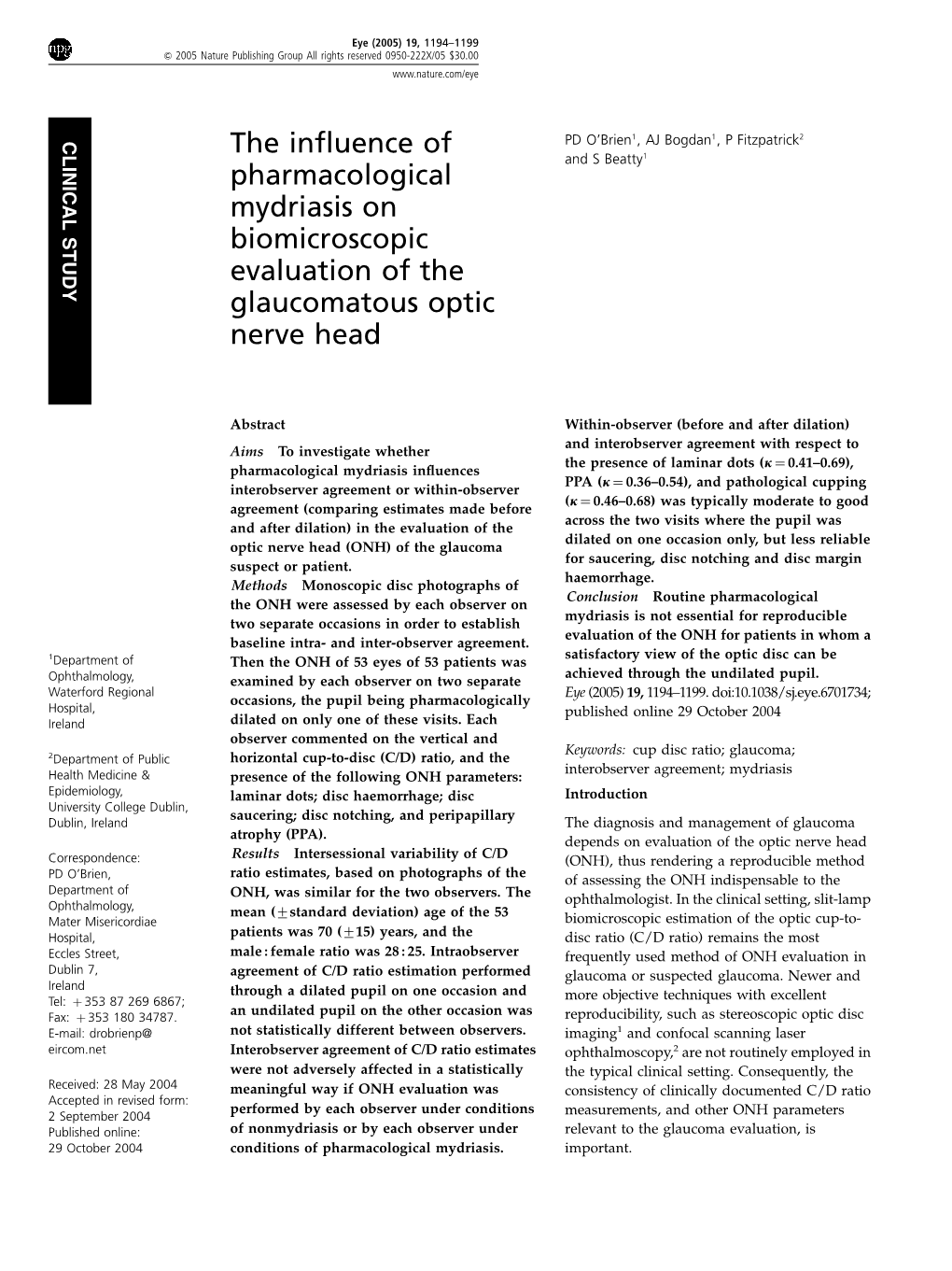 The Influence of Pharmacological Mydriasis on Biomicroscopic