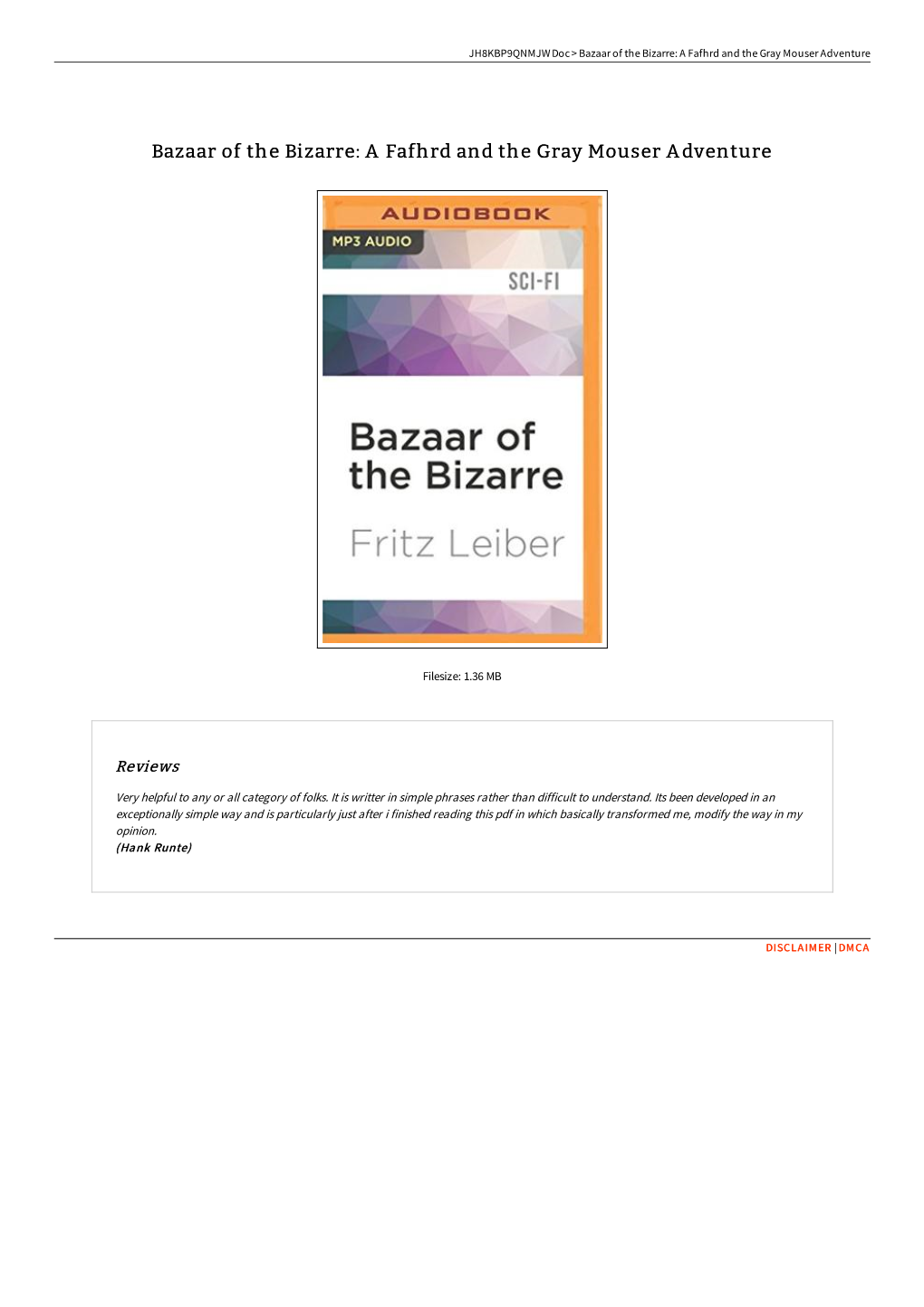 Get PDF / Bazaar of the Bizarre: a Fafhrd and the Gray Mouser