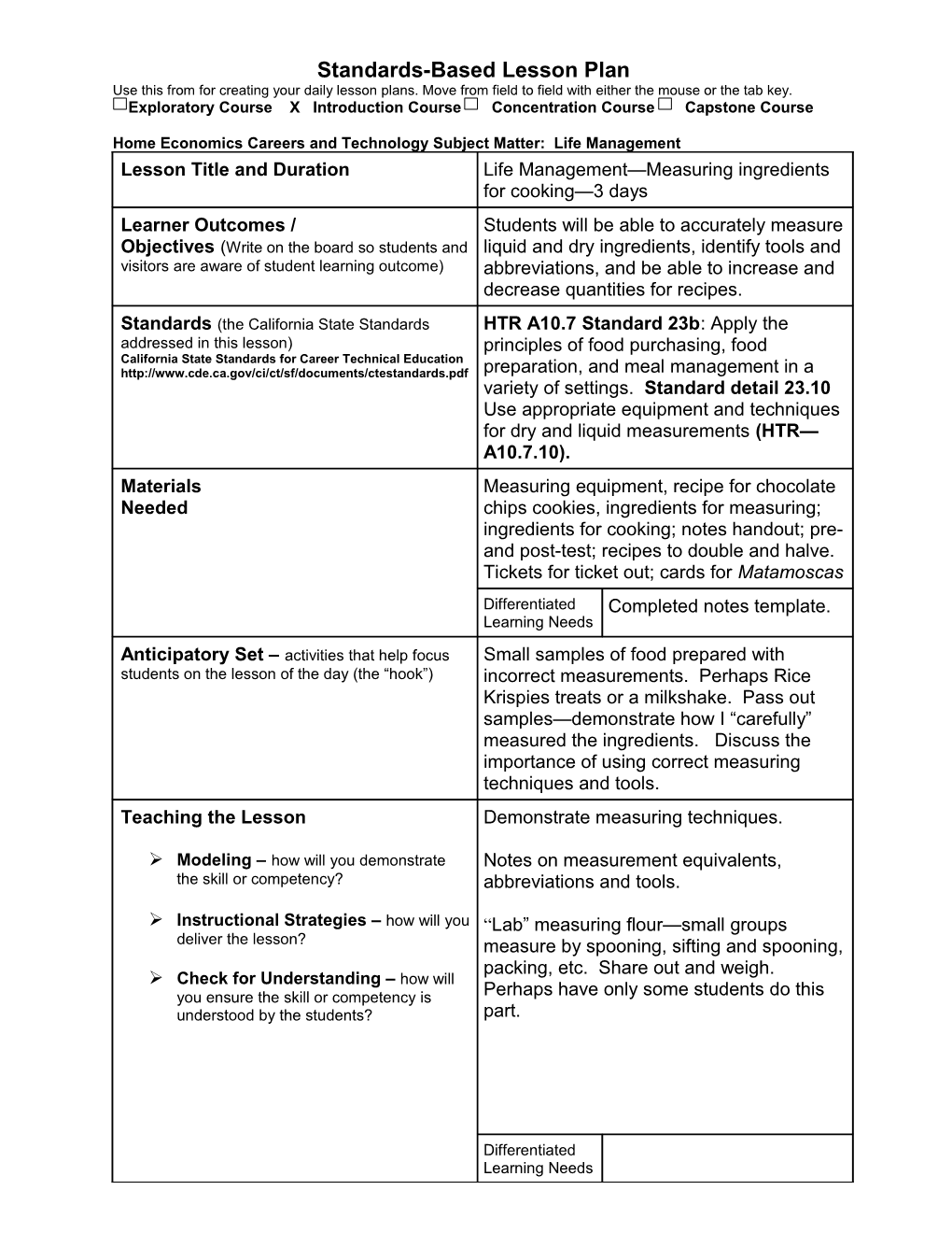 Madeline Hunter Standards-Based Lesson Plan s1