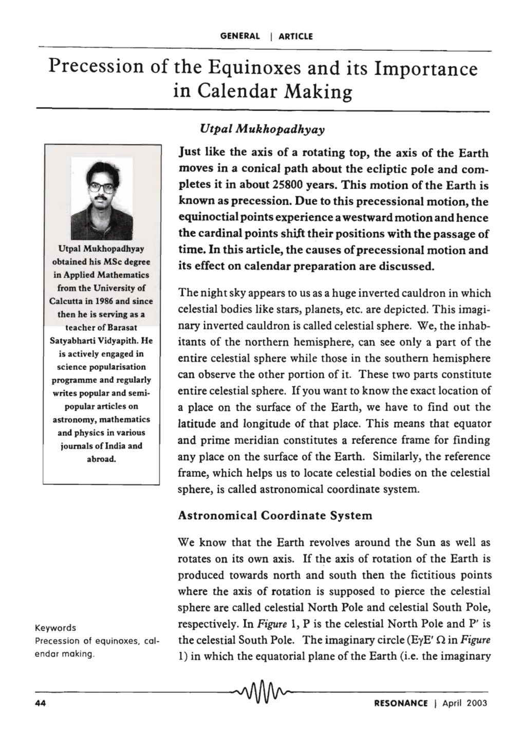 Precession of the Equinoxes and Its Importance in Calendar Making