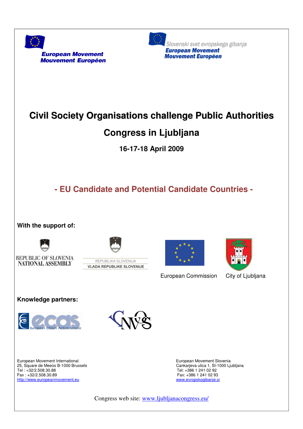 Civil Society Organisations Challenge Public Authorities Congress in Ljubljana