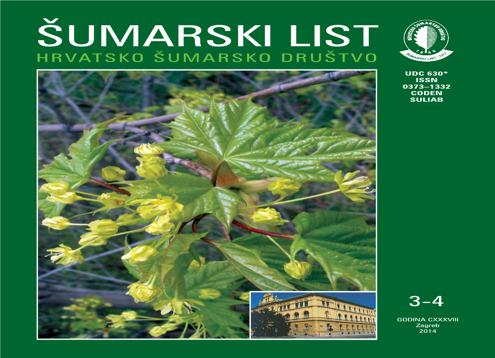 Šumarski List Hrvatsko Šumarsko Društvo