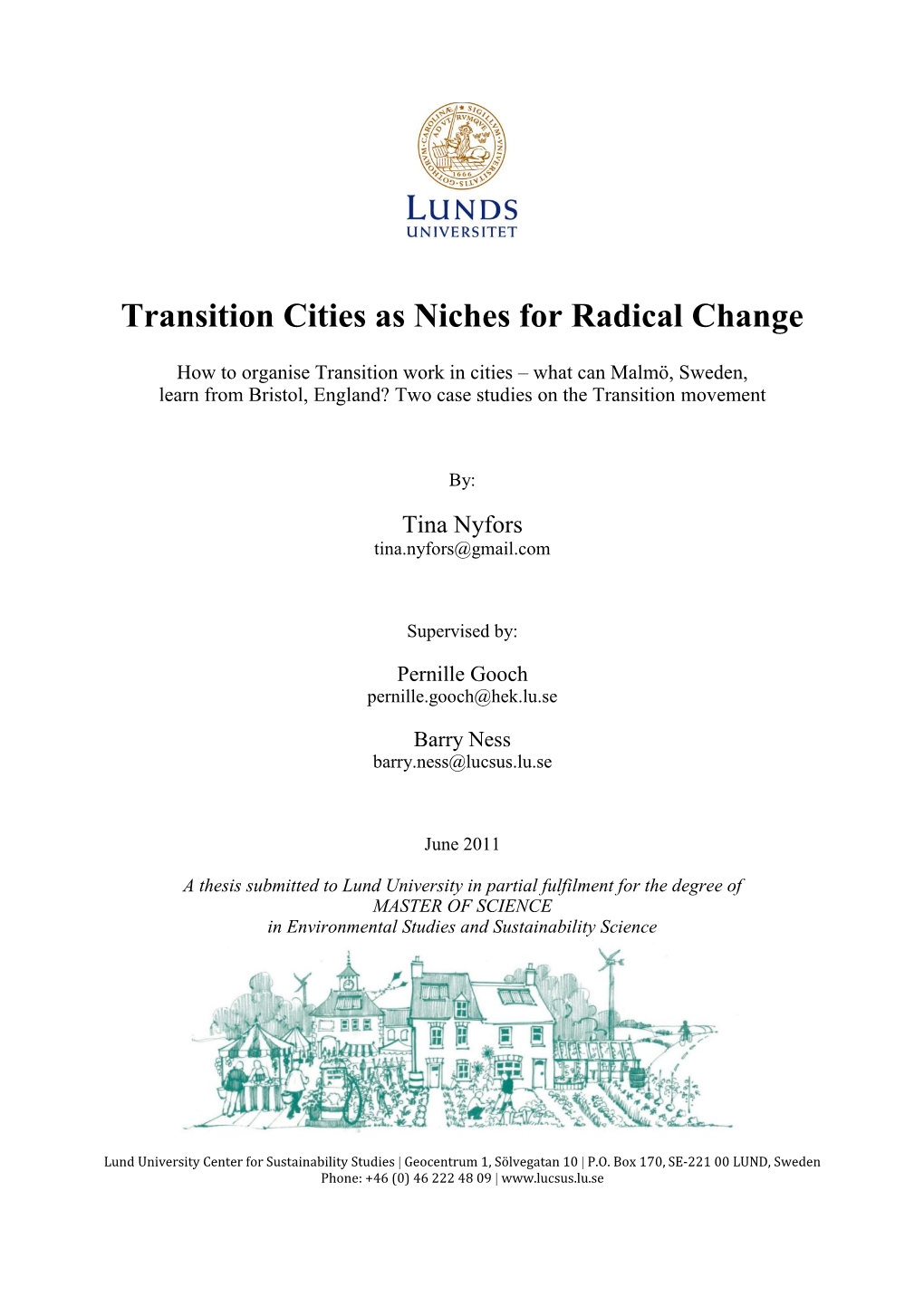 Transition Cities As Niches for Radical Change