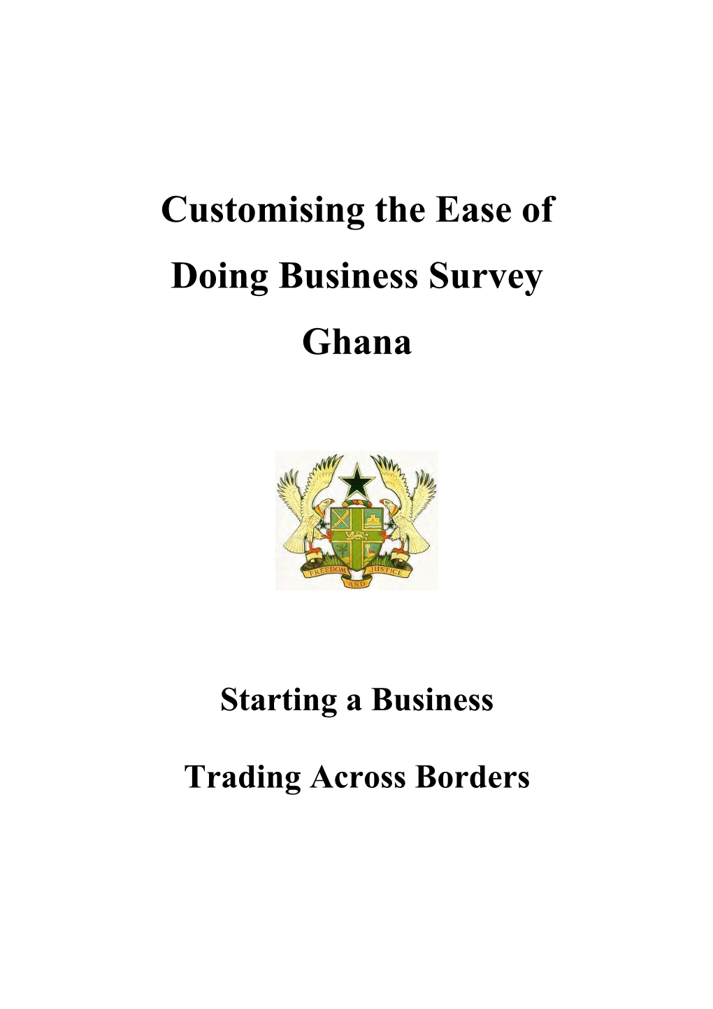 Customising the Ease of Doing Business Survey Ghana