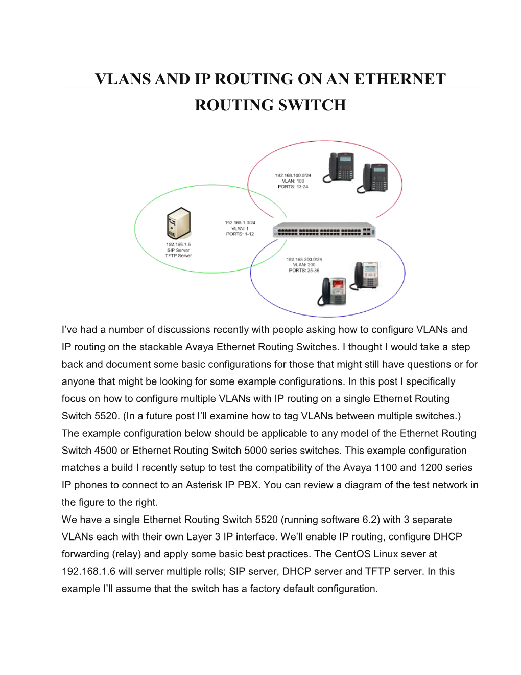 Vlans and Ip Routing on an Ethernet Routing Switch
