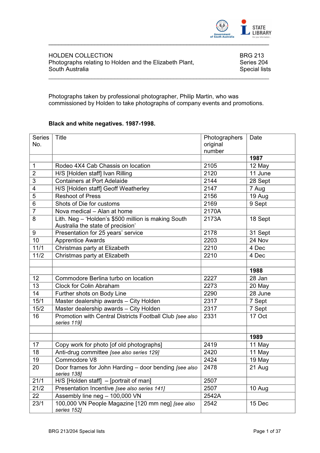 Series List Template