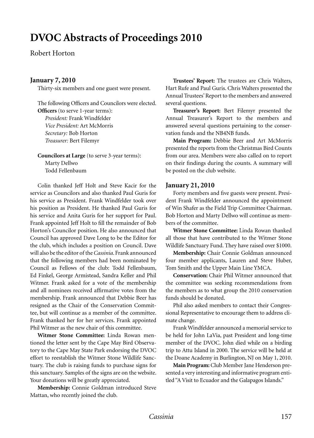 DVOC Abstracts of Proceedings 2010 Robert Horton