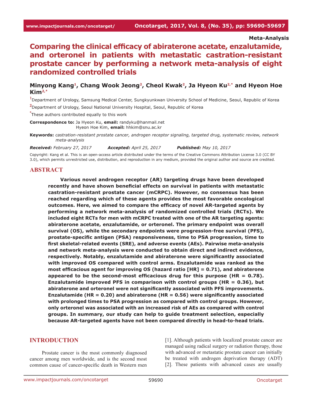 Comparing the Clinical Efficacy of Abiraterone Acetate, Enzalutamide