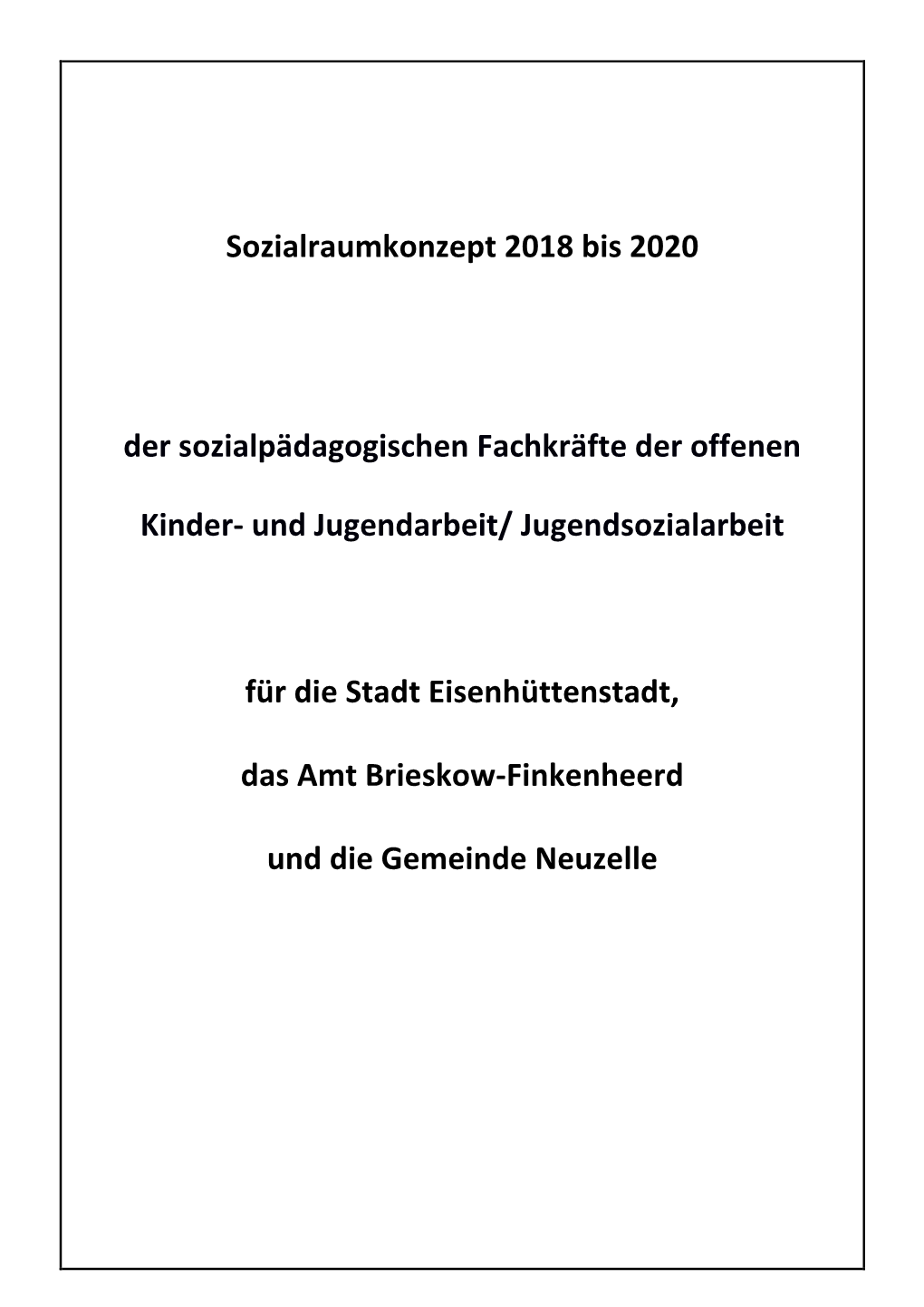 Sozialraumkonzept 2018 Bis 2020