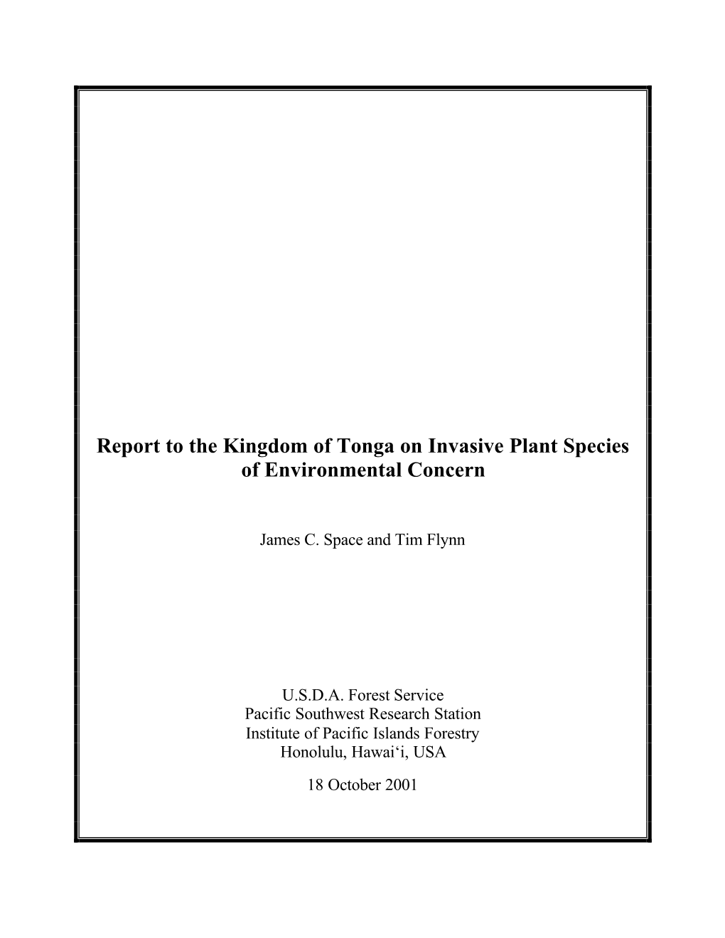 Tonga Report