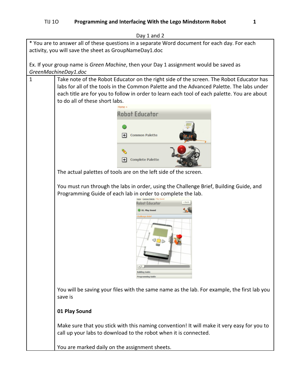 TIJ 1O Programming and Interfacing with the Lego Mindstorm Robot 2