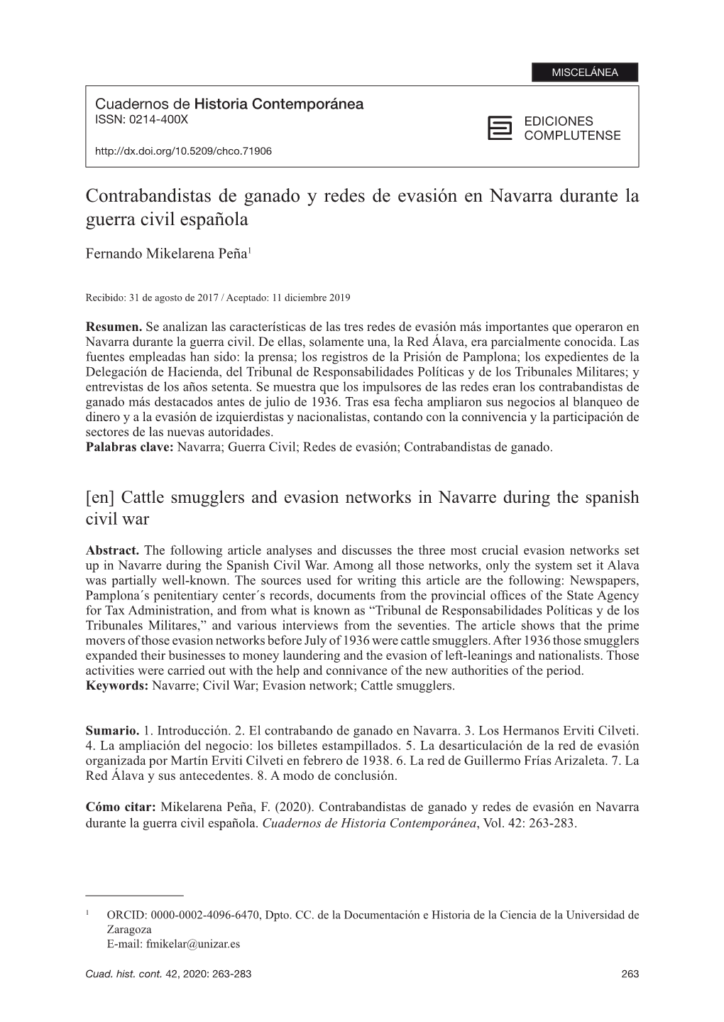 Contrabandistas De Ganado Y Redes De Evasión En Navarra Durante La Guerra Civil Española