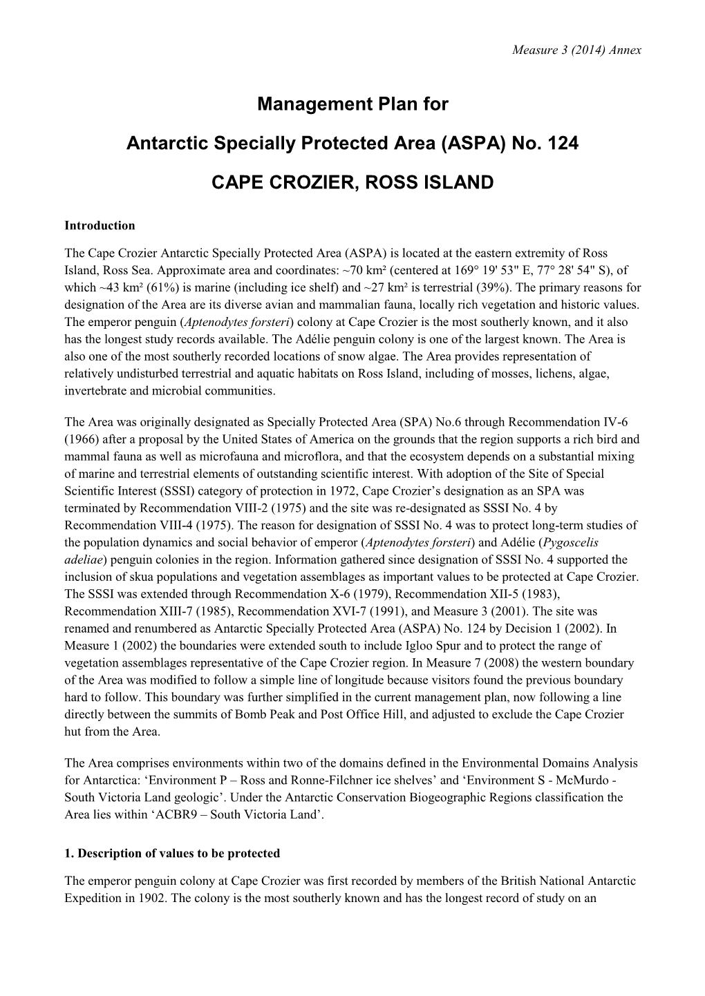 (ASPA) No. 124 CAPE CROZIER, ROSS ISLAND