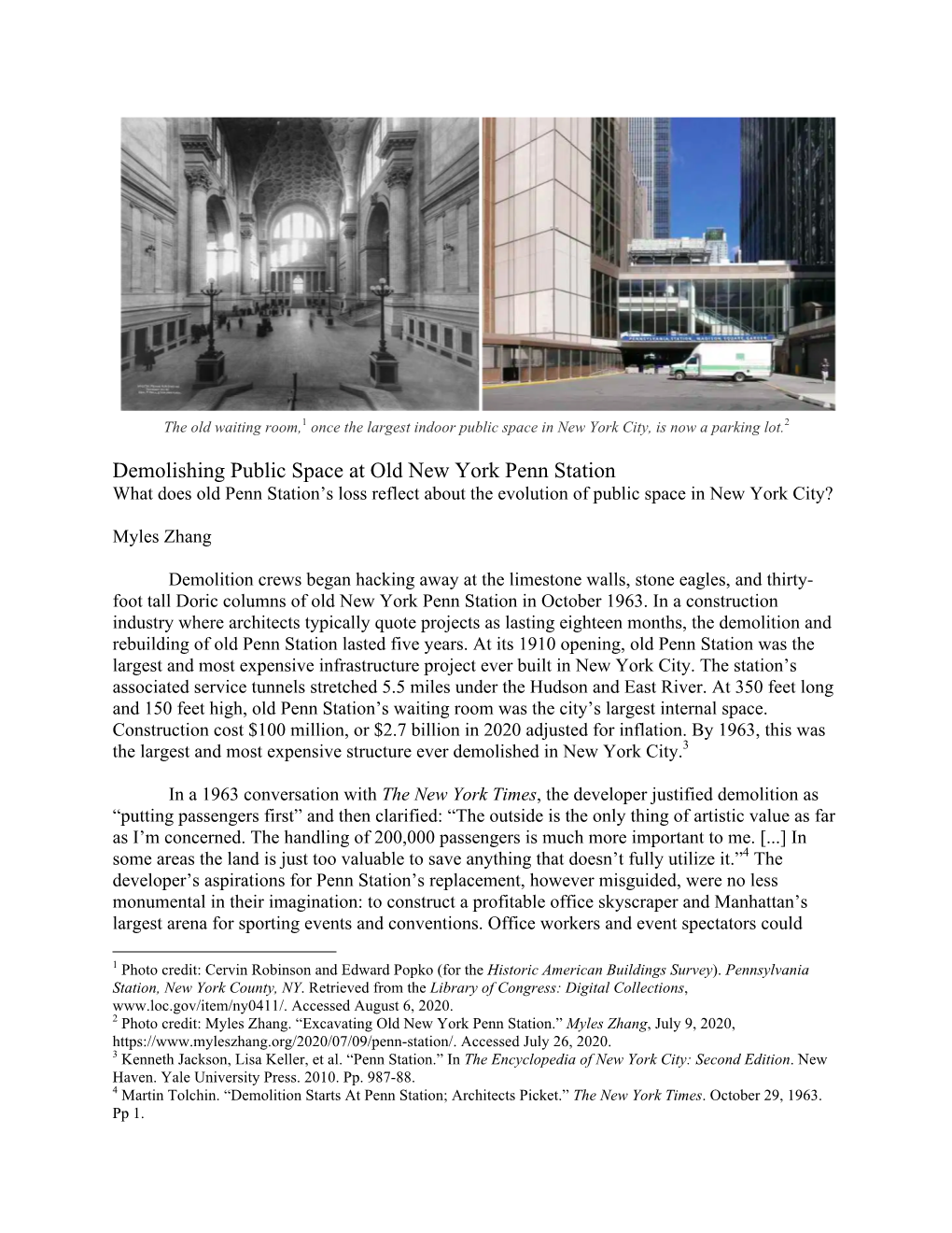 Demolishing Public Space at Old New York Penn Station What Does Old Penn Station’S Loss Reflect About the Evolution of Public Space in New York City?