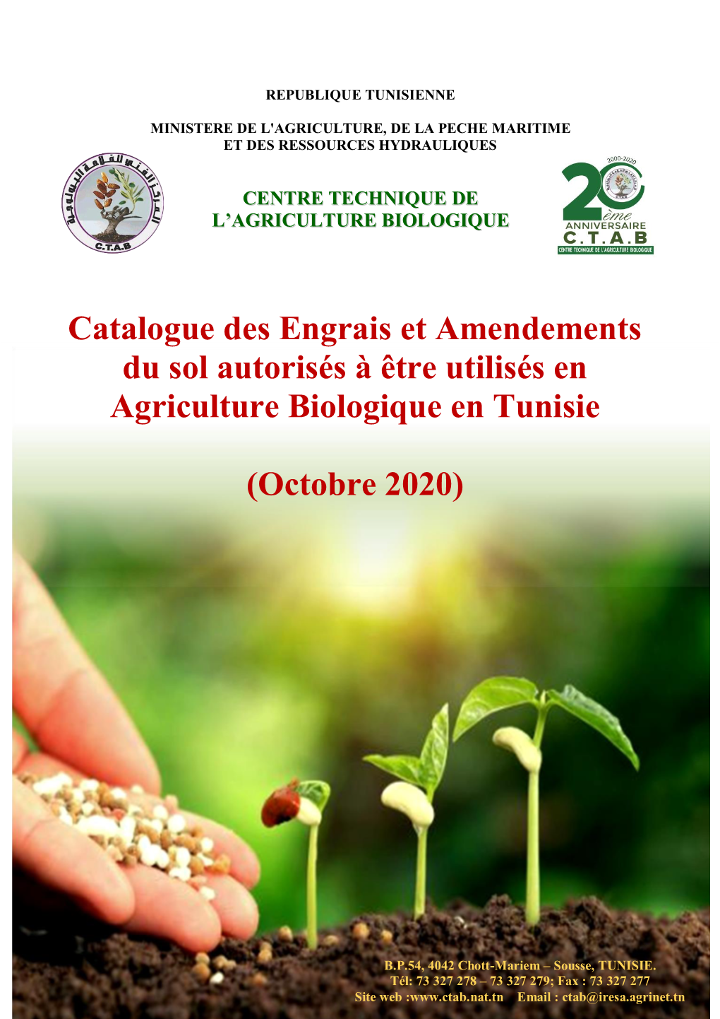 Catalogue Des Engrais Et Amendements Du Sol Autorisés À Être Utilisés En Agriculture Biologique En Tunisie