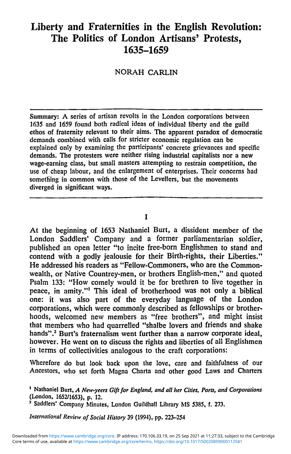 The Politics of London Artisans' Protests, 1635–1659