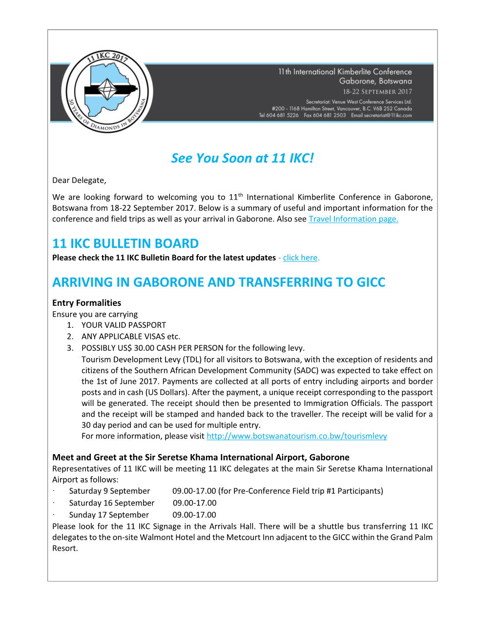 11 Ikc Bulletin Board Arriving in Gaborone And