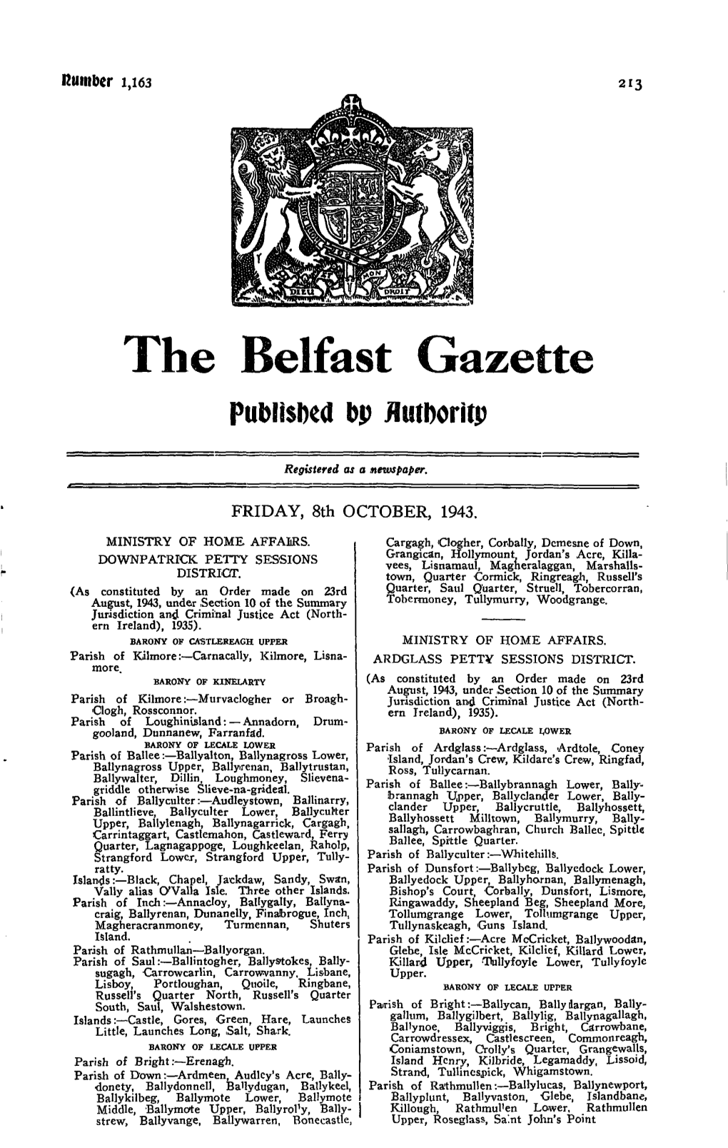 The Belfast Gazette Published Dp Flutftoritp